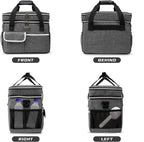 Dog Travel Bag for Supplies - Double-Layer Airline Approved Weekend Pet Travel Organizer Set for Dog and Cat Tote with 2 Pet Food Containers and 2 Collapsible Silicone Bowls Grey