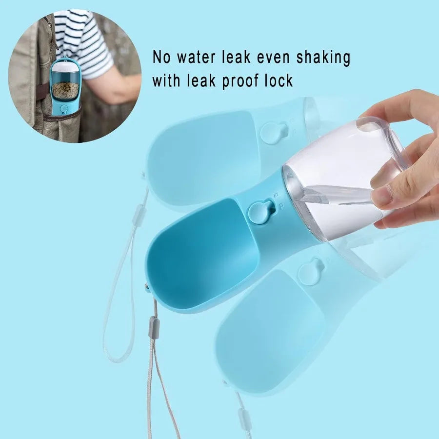 Dog Water Bottle with Food Container Travel Puppy Water Bowl Portable Pet Dispenser Dog Stuff Accessories Items Puppy Essential