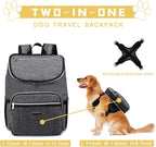 Travel Dog Backpack - Detachable Travel Dog Food Container for Pet Supplies Dog Gear Backpack,Dog Bag for Traveling with 2 Silicone Collapsible Bowls and 2 Food Baskets Grey