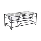 40 Oz. Stainless Steel Elevated Pet Bowls with 6.5 In. Tall Stand (Set of 2)