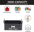 Dog Toys Storage Bins - with Wooden Handle,Decorative Basket Rectangular Soft Felt Storage Bin Organizer Basket Pet Supplies Storage Basket/Bin Kids Toy Chest Storage Trunk(Dog-Grey)