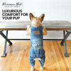 Denim Overall - Blue Dog Jeans Outfit - Breathable Puppy Jumpsuit Costumes - Machine Washable Overall for Dogs - Dog Clothes for Small Dogs - S