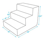 Foam Pet Steps for Small Dogs and Cats, Portable Ramp Stairs for Couch, Sofa, and High Bed Climbing, Non-Slip Balanced Indoor Step Support, Paw Safe - Ivory, 3-Step (H: 13.5")