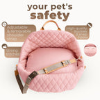 Dog Car Seat for Small Dogs – 3-In-1 Travel Carrier, Booster & Dog Bed for Car – Washable, Anti-Slip, Safety Straps – Fits Front & Back Seats – Cozy Pet Car Seat up to 25 Lbs – Pink