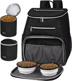 丨Dog Travel Bag Backpack, Airline Approved Pet Supplies Backpack, Dog Travel Backpack with 2 Silicone Collapsible Bowls and 2 Food Baskets. Black