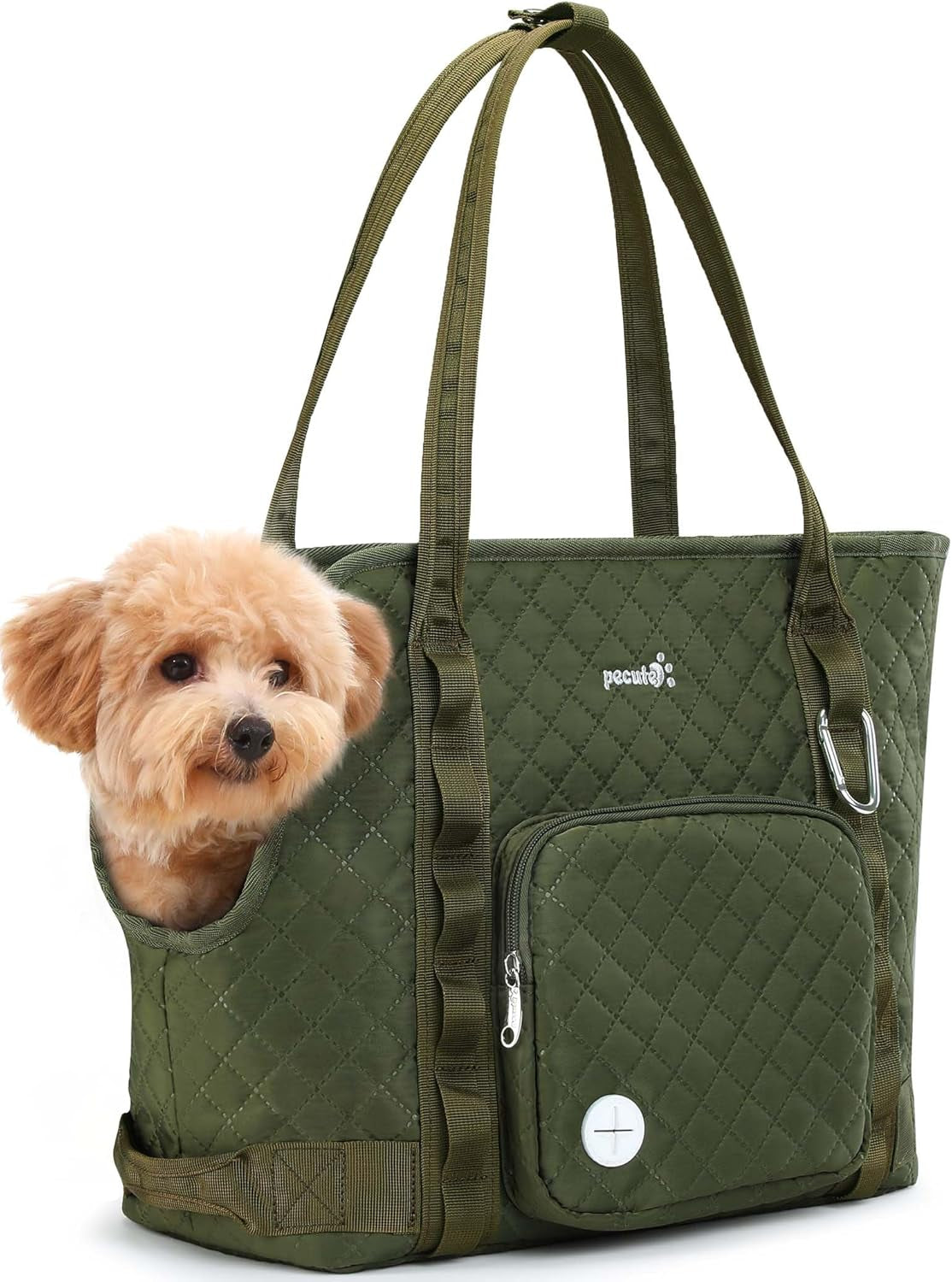 Dog Purse Carrier, Dog Carrier with Pockets for Small Dogs, Fits Dogs 5.5 Lbs to 11 Lbs, Cat and Puppies Tote Bag, Outing, Travel, Vet, Green