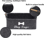 Dog Toys Storage Bins - with Wooden Handle,Decorative Basket Rectangular Soft Felt Storage Bin Organizer Basket Pet Supplies Storage Basket/Bin Kids Toy Chest Storage Trunk(Dog-Grey)