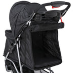 Foldable Dog Stroller 3 Wheels Pet Stroller for Dog / Cat Durable Travel Carrier with Storage Basket - Black