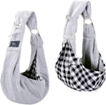 Dog and Cat Sling Carrier - Hands Free Reversible Pet Papoose Bag - Soft Pouch and Tote Design - Suitable for Puppy, Small Dogs Cats Outdoor (Grey, Adjust Strap 1.0)